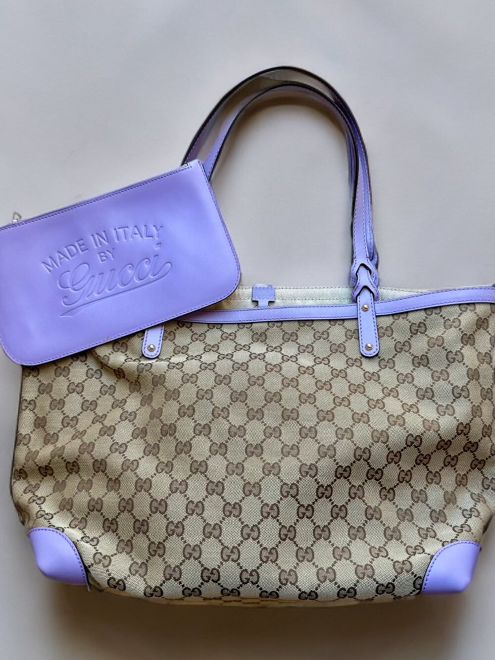 Gucci GG Monogram Canvas Purple Tote with Pouch